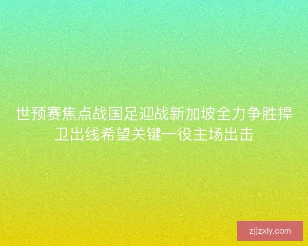 世预赛焦点战国足迎战新加坡全力争胜捍卫出线希望关键一役主场出击