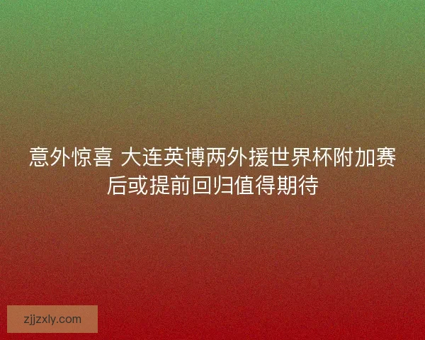 意外惊喜 大连英博两外援世界杯附加赛后或提前回归值得期待