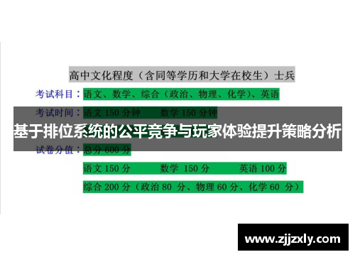基于排位系统的公平竞争与玩家体验提升策略分析